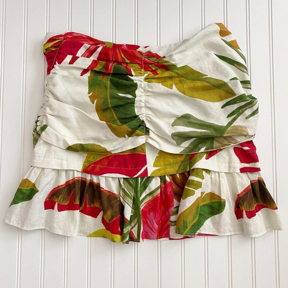Farm Rio Ruffle Mini Skirt Women M Multicolor Linen Tie Buckle Spring Forest NWT - Picture 5 of 9